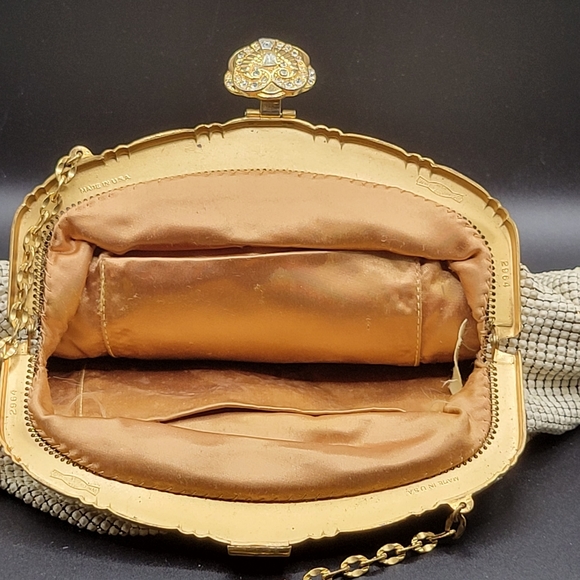 VTG Whiting & Davis Mesh Handbag with Rhinestone Clasp - Picture 6 of 16